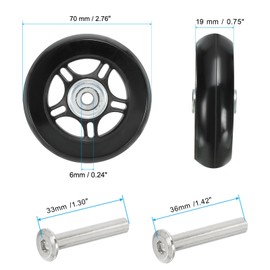 PATIKIL 70 x 19 mm Suitcase Replacement Wheels, Set of 2 PU Swivel Castors Repair Kit with Screws and Washers for Trolley Box