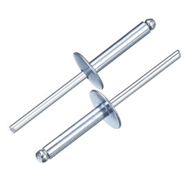 uxcell 50Pcs 3/16"x1" Aluminum Blind Rivets, Aluminum Grip and Steel Mandrel, Large Flange Fastener Rivets for Metal, Furniture, Automotive, Silver