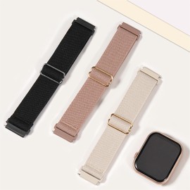 Koazon 3 Pack Stretchy Nylon Watch Bands Compatible with Tozo S5/S3/S6 Smartwatch,Sport Loop Elastic Fabric Breathable Adjustable Quick Release Strap for CMF Watch Pro/Pro 2 Women Men
