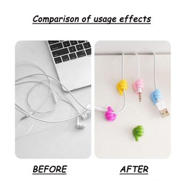 FZHC 18 Pcs Silicone self-Adhesive Thumb Wall Hooks Suitable for Multiple scenarios Used for Fixing or Clamping Data Cables Headphone Cables Charger Cables Keychains