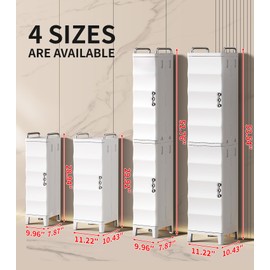 BUMODEL 53.54" Tall Narrow Bathroom Storage Cabinet with Doors and Adjustable Shelves Slim Plastic Waterproof Organizers Foldable Floor Cabinets for Small Spaces Kitchen Laundry Room Bedroom, White
