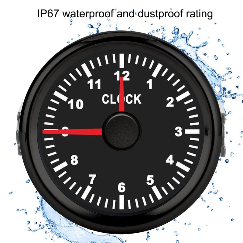 Dashboard Time Clock,2" Universal Dial Clock Meter for Boat Boat