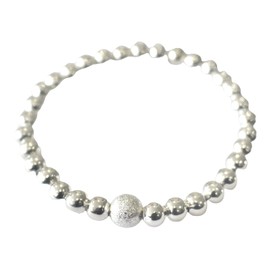 Fashion Stretchy Bracelets with Silver Beads, Star Dust 10 mm