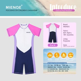 MIENOE Traje de baño de una Pieza para niñas Menores Traje de baño para niñas con protección Solar UPF 50+, Blanco, 6-8 Años