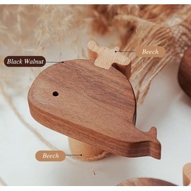 WONQEXZ Wall Hook,Child Baby Nursery Wood Wall Hook,Whale Coat Hooks,Wooden Hooks,Children Wall Mounted Hook,Set of 4