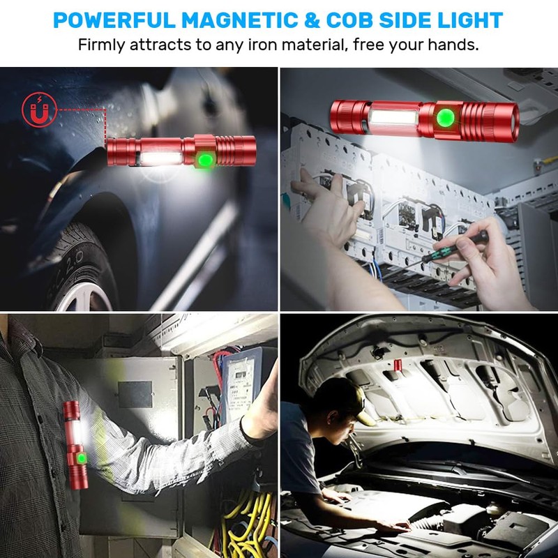 Rechargeable LED Flashlights, Magnetic Flashlight Super Bright Tactical Flashlight with