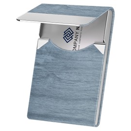 DMFLY Business Name Card Holder Luxury PU Leather & Multi Card Case, Business Name Card Holder Wallet Credit Card ID Case Holder for Women & Men - Keep Your Business Cards Clean, Azure, Minimalist