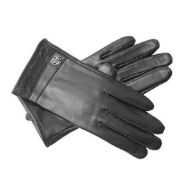 Woodland Leathers Elegant Black Leather Gloves for Women - Stylish and Warm Womens Leather Gloves - Touchscreen Gloves for Women with Lace Decoration - Ideal Ladies Gloves for Winter Fashion (Small)