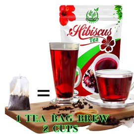 Jaunty Hibiscus Tea -30 Count | Eco-Conscious Tea Bags, Herbal tea | Non-GMO Caffeine Free Tea With Zero Sugar.
