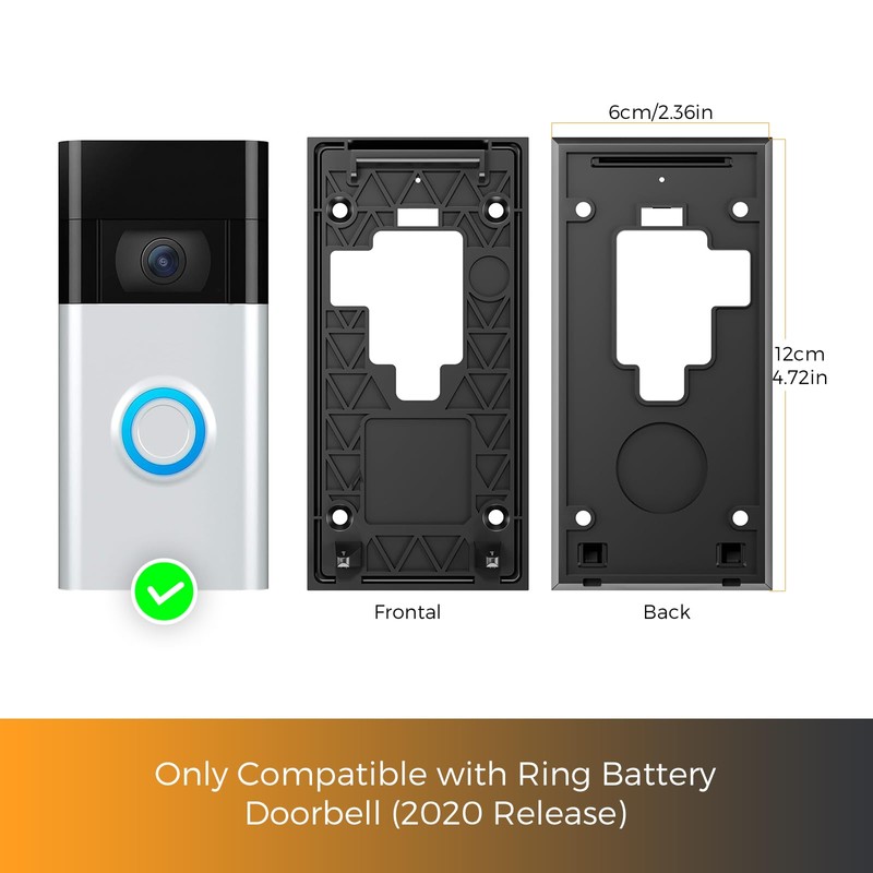 No-Drill Adhesive Doorbell Mount for Ring Battery Doorbell (2020 Release)