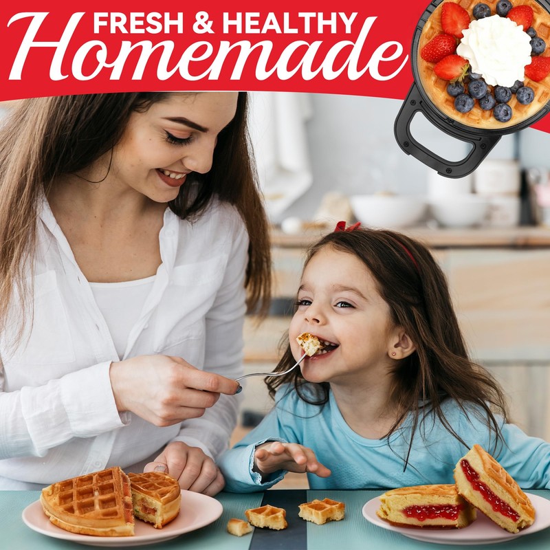 SugarWhisk 6" Stuffed Waffle Maker Rotating, Flip Waffles Maker Machine