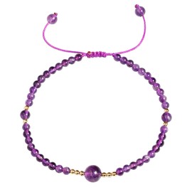 Jewboo Amethyst Crystal Beaded Anklet Bracelet for Women Reiki Stone Energy Healing Crystals and Gemstones Beach Foot Jewelry Adjustable Size (8.5-10 Inches)