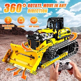 OKKIDY 3 in 1 Kids Remote Bulldozer STEM Technology Building Blocks Set Toys APP Remote Construction Blocks Engineering Excavator/Robot Ages 6-14 DIY Erector Sets for Boys and Girls-452 (PCS)