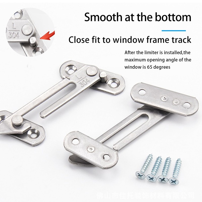 4 Pieces Window Restrainer Locks with Screws, Stainless Steel Window