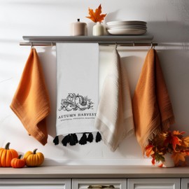 Freedom Farms Set of 3 Fall Thanksgiving Kitchen Towels Pumpkin Fall Hand Towels Autumn Dish Tea Towels for Kitchen Decorative Absorbent Fast Drying Cloth for Cooking 16" x 25" (Autumn Harvest)