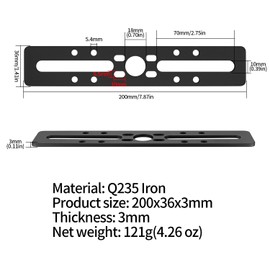 6 Pcs Heavy Duty Metal Mending Plates for Wood, Perforated Brackets with Slots, 7.87x1.4/200x36mm