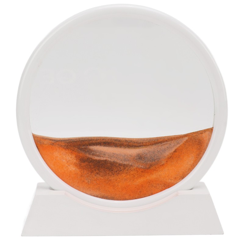 Moving Sand Art Round White Frame 3D High Transparent Glass
