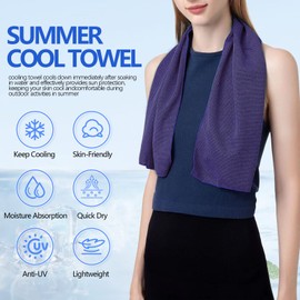 EeGo Cooling Towel, 2 Pack Microfiber Chilly Cooling Towel for Neck and Face, 39.37 x 11.81 Inch