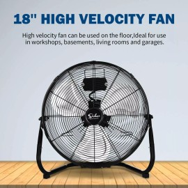 Simple Deluxe 18 Inch 3-Speed High Velocity Heavy Duty Industrial Floor Fans Oscillating Black