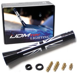 iJDMTOY 3-Inch Black/White Union Jack Theme Short Antenna Compatible with Mini Cooper (All Models) & More Other Cars