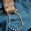 Designer Imitation Pearl Neckalce Camellia Flower Long Double Stranded Necklace