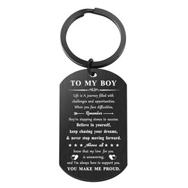 Shuuren Son Gifts from Dad Mom to My Boy I Love You Keychain Inspirational Gift for for Graduation Birthday Christmas, Medium, Black