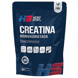 HS HERO SPORT Creatina Monohidratada Micronizada de Alta Pureza 800g Pre Entreno en Polvo. 5g de Creatina por Porción, 100% Pura, 100% Natural, 0 Azúc