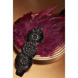BABEYOND 1920s Flapper Headpiece Roaring 20s Great Gatsby Headband Vintage Feather Headband Burgundy