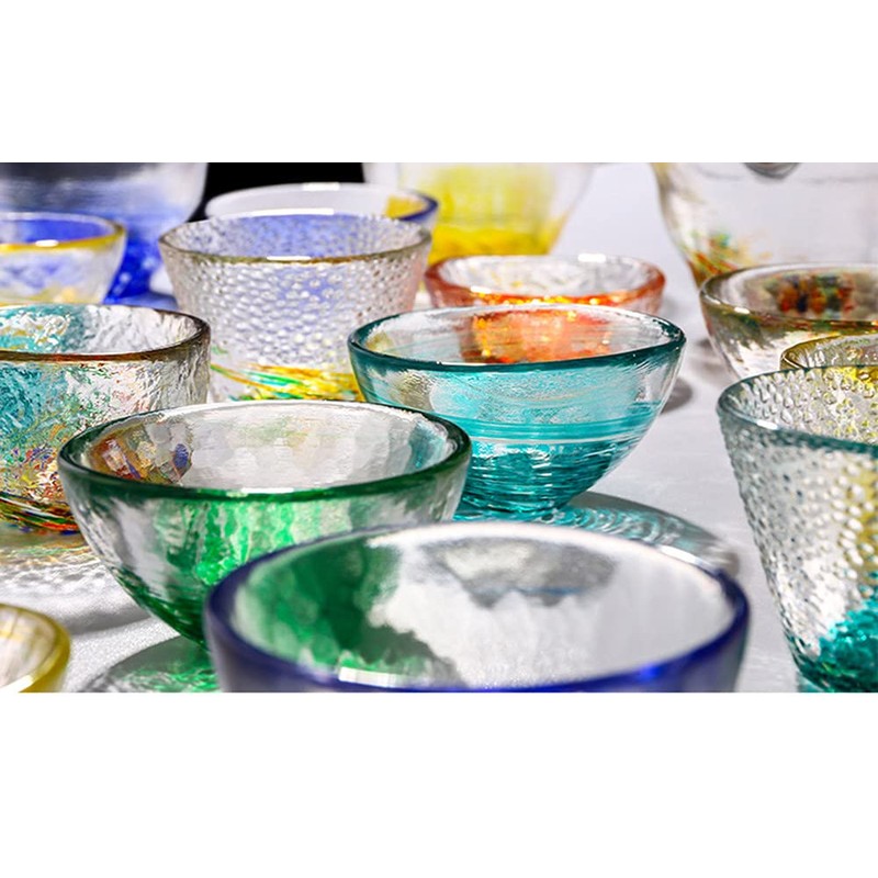 Mozacona 4pcs Colorful Crystal Glass Sake Cups Set,Small Wine Cups,Tea