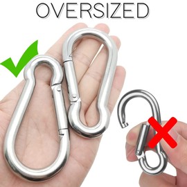 TreadLife Fitness Gym Attachment Snap Hooks - Jumbo Oversized - Heavy Duty (Pair)