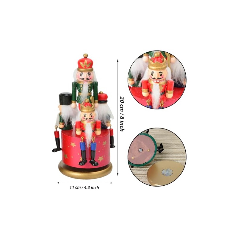 20CM Red Music Nutcracker Christmas Decorations,Wooden Christmas Nutcracker Soldier Large