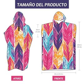 Poncho de Playa, Toalla de Playa con Capucha, Poncho de Surf de Microfibra | Albornoz de Playa de Secado Rápido, Albornoz de Terciopelo de Doble Cara 