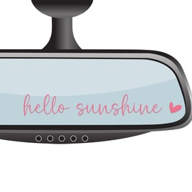 4 xHello Sunshine Rear View Mirror Sticker,Rearview Mirror Decal,Car Accessories For Women,Motivational Stickers,Water Bottle Laptop Bumper Tumblers Sticker,Vanity Mirror Stickers,Car Window Decal