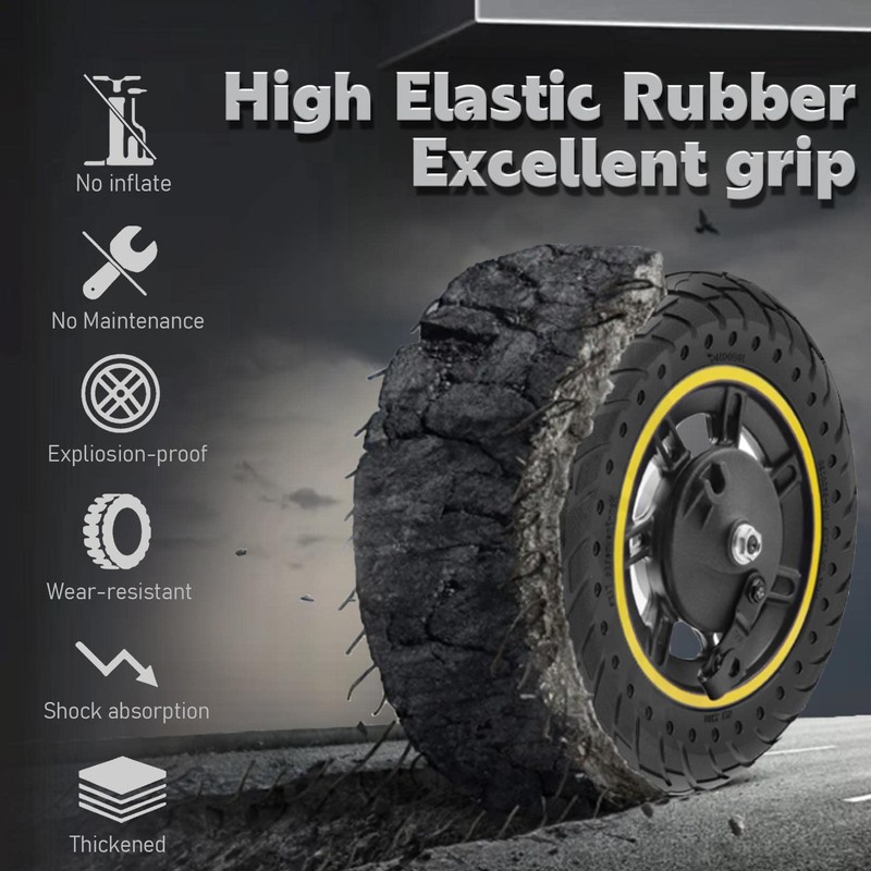 Felixstory 10 inch Solid Rubber Tire, 10X2.5, 60/70-6.5 Tubeless Tyre