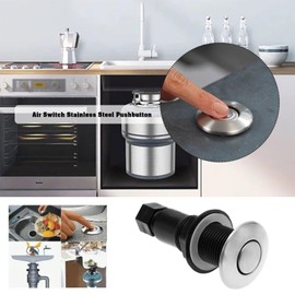 Create idea Air Switch 304 Stainless Steel Pneumatic Push Switch Air Switch Button Stainless Steel Push Button for Waste Disposal Machine Bathtubs Dishwashers