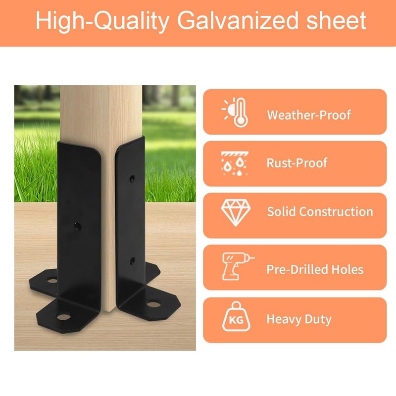 4 Pack Anchor Base Brackets Black Steel, Wall Mount, Adjustable