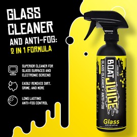 Boat Juice 2in1 Boat Glass Cleaner & Anti-Fog Spray | Boat Cleaner for Glass, Windows, & Electronic Screens | Lemon Drop Scent | Marine Detailing & Cleaning Supplies, Accessories | Made in USA (16oz)