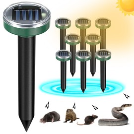 8 Pack Mole Repellent Solar Powered Snake Repellent Ultrasonic, Gopher Repeller Sonic Mole Deterrent Spikes, Snake Gopher Vole Repellent Outdoor for Lawn Garden & Yard-Green