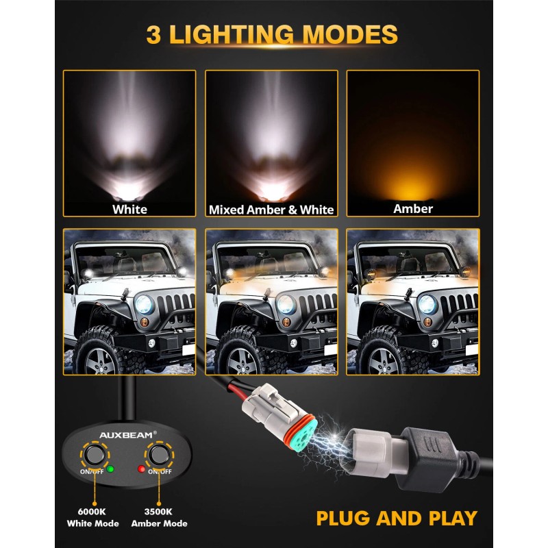 AUXBEAM 4" 110W 11000LM OFFROAD LED DRIVING LIGHTS COMBO +