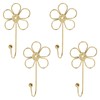 MOROBOR Flower Decorative Wall Hooks, 4 pcs Golden Flower Single