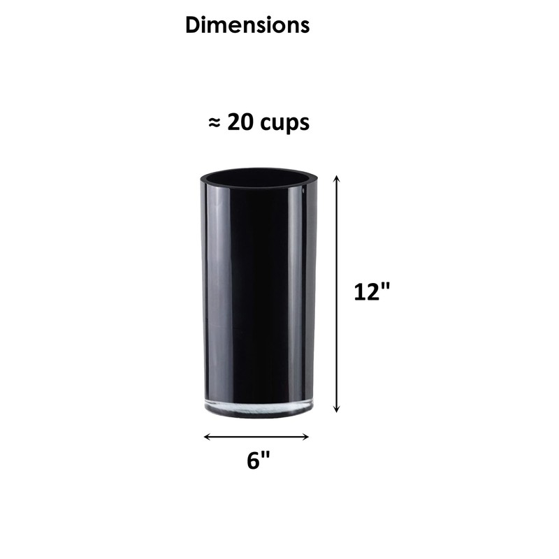 CYS Excel Black Glass Cylinder Vase (H:12" D:6") | Multiple