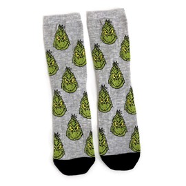 Ladies Festive Grinch Multi Face Grey Socks One Pair 4-8 UK / 37-42 Eur / 6-10 US