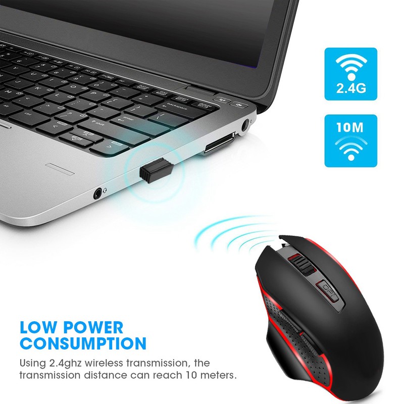 2.4G Wireless Game Mouse Black ABS Portable with Breathing Light