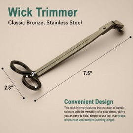 The Growing Candle Wick Trimmer, Stainless Steel Accessories for Candles, Cutter Kit for Trimming, Bronze