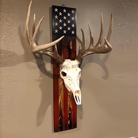 European Mount Skull Hanger, USA Flag Decor Hooker Pedestal, Deer Antler Mounting Kit, Perfect Prey Display Rack for Hanging and Mounting Taxidermy Deer Antlers and Other Skulls (Hanger Kit-B)