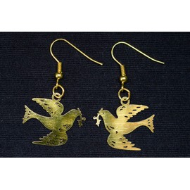 Dove of Peace Doves Peace Dove Christmas Xmas Gold Filigree Earrings