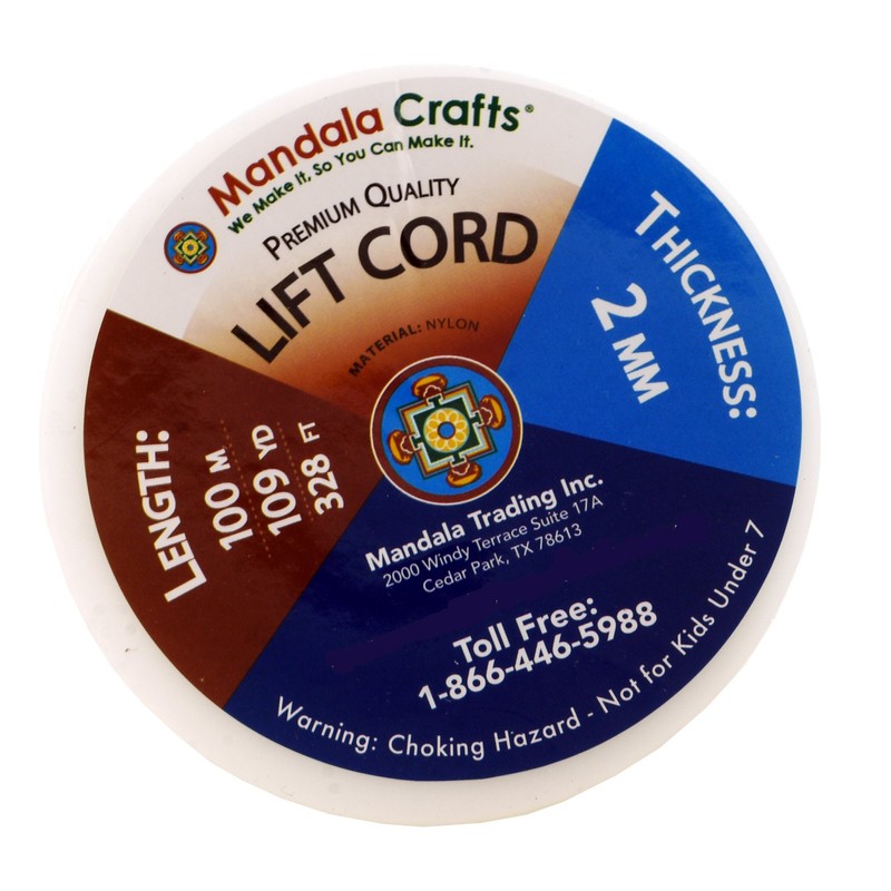 Mandala Crafts 2mm Tan Blind Strings Lift Shade Cord -