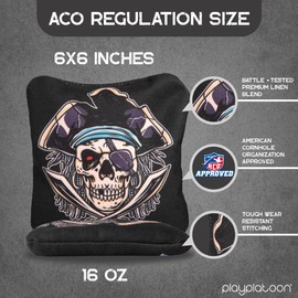 Play Platoon ACO Tournament Series Cornhole Bags Set of 8 - Pro Style Dual Sided Slick and Sticky Side Bean Bags for Corn Hole Toss Game - Competition Weight, Designed in USA - Sea Blue & Black