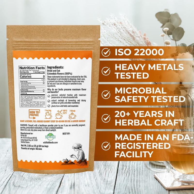 50 Bags Calendula Tea Dried Calendula Flowers Herb Herbal Tea