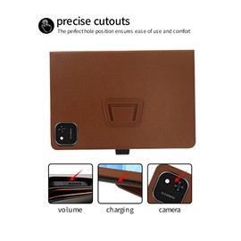 for alldocube iPlay 60 Pad Pro Android 14 12.1" Tablet Case,Folding Stand Protective Cover with Pencil Holder and Wrist Strap,Full Protection, Premium PU, Scratch Resistant(Brown)